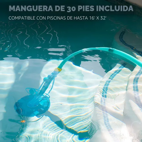 Miniatura 4 de XtremepowerUS Limpiador automático de piscinas, barredora, aspiradora, limpiador de piscina de alto flujo, succión lateral, escalada de pared
