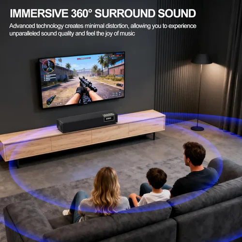 Miniatura 6 de Barra de sonido de 50 W para Smart TV, barra de sonido de 2.0 canales con conexión Bluetooth 5.4/ARC/Opt/AUX, barra de sonido para TV con 2