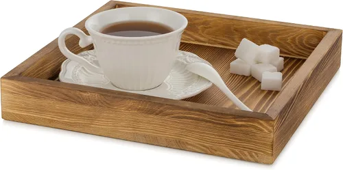 Miniatura 5 de Hanobe Bandeja otomana cuadrada de madera: pequeña bandeja cuadrada de madera soplada para casa de campo, plato de servir para mesa de café