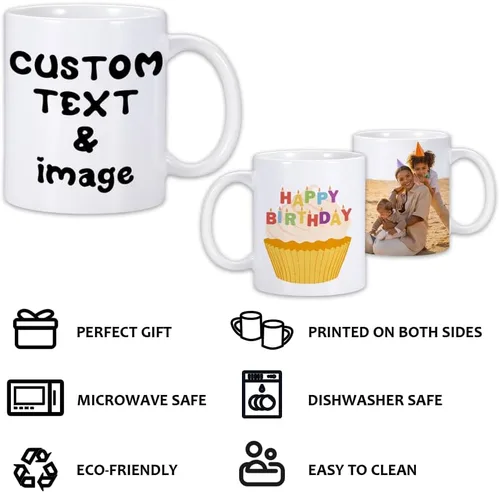Miniatura 5 de Taza de café personalizada, taza personalizada, diseña tu propio con nombre de texto fotográfico, regalos de cumpleaños personalizados de Navidad