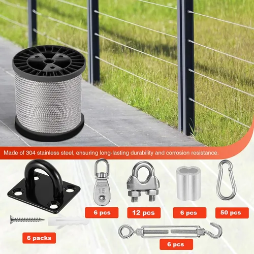 Miniatura 4 de Kit de montaje de marco de jaula de bateo de acero inoxidable 304 – Kit de tensión de alambre de red de jaula de bateo ideal para túneles de béisbol