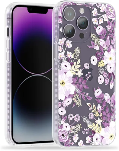Miniatura 13 de SCORPIFY Funda para iPhone 13 con diseño floral de Nemophila azul, bonita funda transparente para teléfono con flores para mujeres y niñas