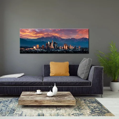 Miniatura 4 de iKNOW FOTO Lienzo de paisaje urbano para pared, póster de California in Sunrise, impresiones en lienzo de arte famoso de Estados Unidos, decoración