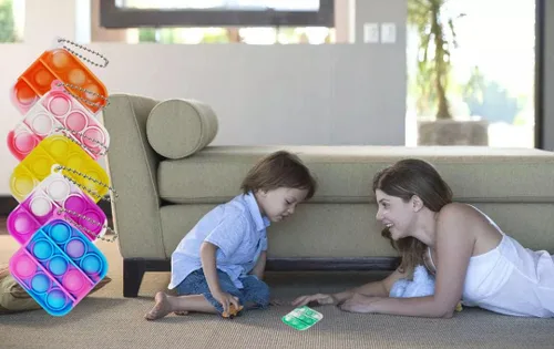 Miniatura 2 de 30 piezas de juguetes sensoriales simples para ansiedad con diseño de teñido anudado y burbujas para apretar, llavero, envoltura pequeña, premios