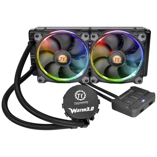 Thermaltake WATER 3.0 Dual Riing RGB Ventiladores de Alta Presión Estática 240 Sistema de Refrigeración por Agua AIO CPU Enfriador CL-W107-PL12SW-A