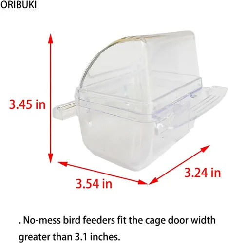 Miniatura 2 de Paquete de 4 comederos para pájaros para jaula sin ensuciar, cuenco de comida de periquito con tapa, dispensador de agua de loro colgante