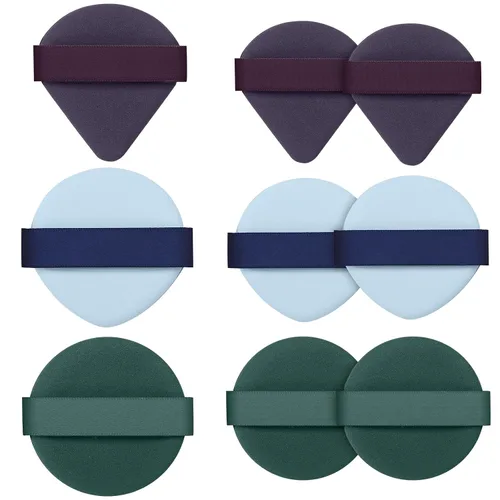 Miniatura 9 de Ainiv 9 esponjas de maquillaje con cojín de aire para base, esponja reutilizable con caja portátil, esponja de mezcla sin látex para líquidos