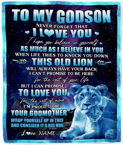 Miniatura 9 de Manta personalizada con texto en inglés «To My Godson», de Godmother Godmother Wolf Moon, My Love for You is Forever Godson Birthday Christmas