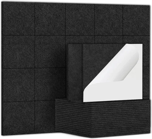 Miniatura 23 de TroyStudio 20 Paneles Acústicos, 12 x 12 x 0.32 Pulgadas Azulejos de Revestimiento de Pared de Fieltro de Poliéster Paneles Absorbentes de Sonido
