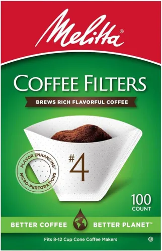 Miniatura 10 de Melitta Filtros de café con cono #4, color blanco, 100 unidades (paquete de 6), 600 filtros en total, se adapta a todas las cafeteras de cono de 8 a