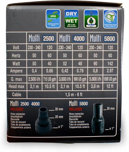 Miniatura 5 de Sicce Multi Quiet 4000 Bomba de agua sumergible 990 GPH flujo ajustable para acuarios, estanques, jardín acuático e hidroponía