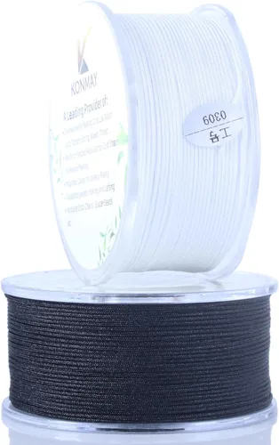 Miniatura 33 de KONMAY - Hilo de nylon negro de 0.6mm con estuche para pulseras, cordón de nailon satinado trenzado de 190 yardas para hacer joyería, encordar