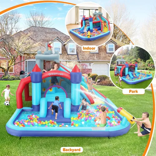 Miniatura 3 de AKEYDIY Bounce House - Tobogán acuático para niños grandes de 8 a 12 y 3 a 10, combo de parque acuático inflable con toboganes dobles, área