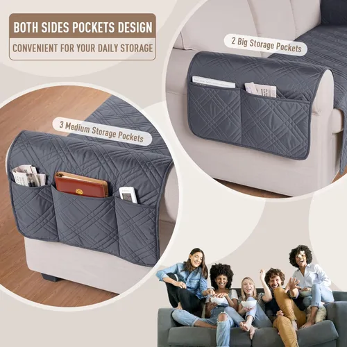 Miniatura 5 de TAOCOCO Fundas de sofá impermeables extragrandes para mascotas y perros con respaldo antideslizante, fundas para asientos de sofá con bolsillo
