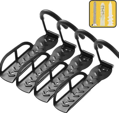 Miniatura 7 de Soporte de pared para garaje, 2 unidades, ganchos verticales para colgar bicicletas, para almacenamiento en interiores Negro-Paquete de 2