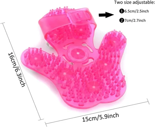 Miniatura 5 de Samyo Guante para masajes en forma de mano, masajeador corporal con 9 rodillos de 360 grados, bola giratoria metálica, cuidado para el cuerpo, Rosa