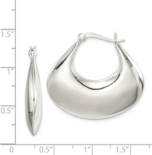 Miniatura 2 de Amplia y pulido ahuecado, arete de aro en plata de ley