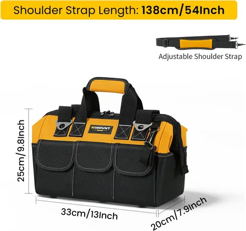 Miniatura 2 de WINHUNT - Bolsa de herramientas de 13 pulgadas, bolsa de almacenamiento de herramientas con correa ajustable, gran capacidad, asa de goma duradera