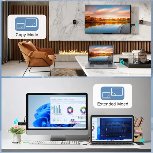 Miniatura 5 de Beyn - Transmisor y receptor inalámbrico HD, pantalla LED mejorada 2026, decodificación 4K y salida de 1080P, extensor inalámbrico HD Plug and Play
