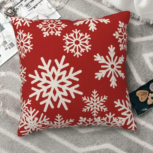 Miniatura 3 de Fundas de almohada navideñas de 20x20 pulgadas Juego de 2 Fundas de almohada con diseño de copo de nieve Decoración navideña Fundas de almohada