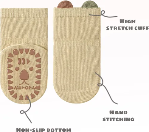 Miniatura 5 de 5 pares de calcetines antideslizantes con agarre para tobillos para bebés, niños y niñas, calcetines antideslizantes adhesivos para bebés, niños
