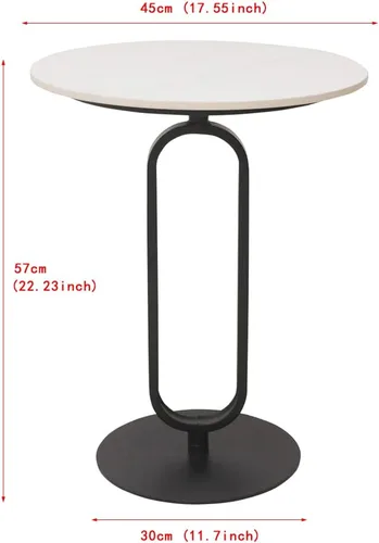 Miniatura 3 de Mesa auxiliar con parte superior de mármol, mesa redonda de metal para sofá, mesa auxiliar moderna, bandeja de café, escritorio auxiliar para sofá