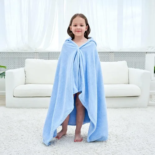 Miniatura 3 de Vauwmsr Toalla de baño de playa con capucha para niños, manta suave con capucha, bata de baño, poncho de natación, toalla de ducha para niños y Azul