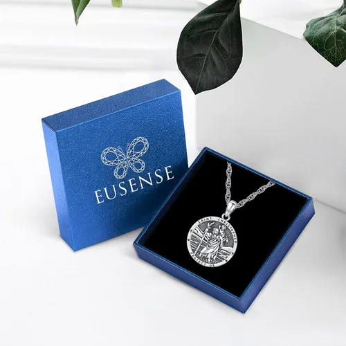 Miniatura 23 de Eusense Saint Necklace Sterling Silver 925 Protection Jewelry for Men Women Patron St Medals Amulet Pendant