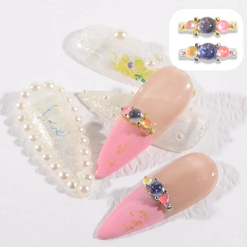 20 dijes de uñas para anillos, coloridas gemas y diamantes de imitación para uñas en 3D Y2K color dorado plateado Y2K, suministros de arte de uñas