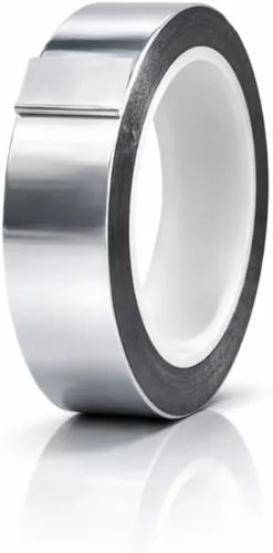 MAT - Cinta de película de poliéster metalizado de Mylar plateada, 1 pulgada x 72 yardas, cinta decorativa para detalles de paredes decorativas,