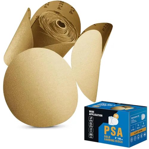 Miniatura 9 de S SATC 100 discos de lija PSA de 6 pulgadas, papel de lija con parte trasera adhesiva de grano 80 para taladro, papel de lija automotriz redondo