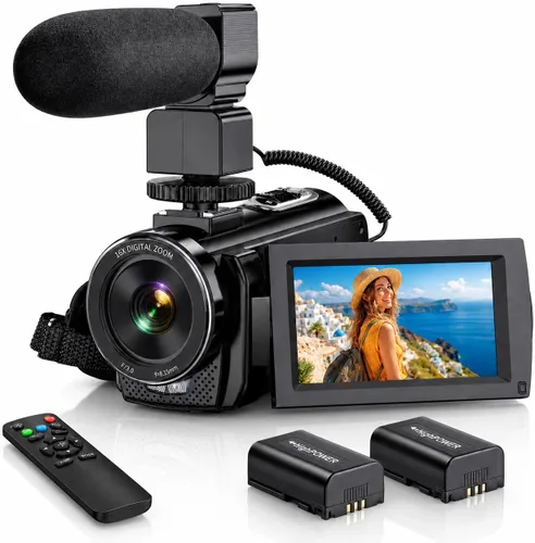Cámara de Video Videocámara Digital YouTube Vlogging Cámara Grabadora FHD 1080P 24.0MP 3.0 Pulgadas Pantalla de Rotación de 270 Grados 16X Zoom