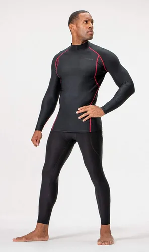 Miniatura 7 de DEVOPS Paquete de 3 camisas de compresión atléticas de manga larga con cuello de tortuga para hombre
