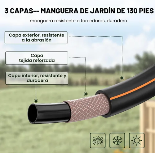 Miniatura 4 de Giraffe Tools - Carrete para manguera de jardín retráctil de 1/2 pulgadas x 130 pies, súper resistente, bloqueo a cualquier longitud, sistema