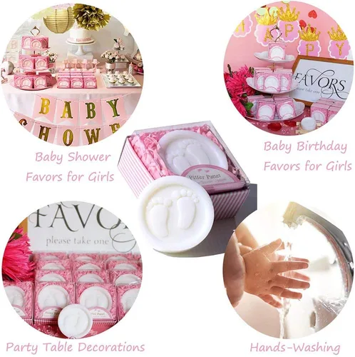 Miniatura 5 de AIXIANG Jabones para baby shower, hechos a mano, en caja de regalo rosa, regalos de jabón perfumado para pies de bebé, regalos y decoraciones