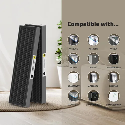 Miniatura 6 de Filtro B de repuesto HEPA transparente de humo compatible con AC4825 AC4300 AC4800 AC4900 AC4850, 2 filtros HEPA verdaderos y 6 prefiltros de carbón