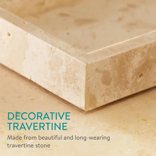 Miniatura 4 de Navaris Travertine - Bandeja decorativa – Bandeja organizadora de baño duradera – Bandejas ovaladas para perfumes, joyas, tocador y mesa auxiliar