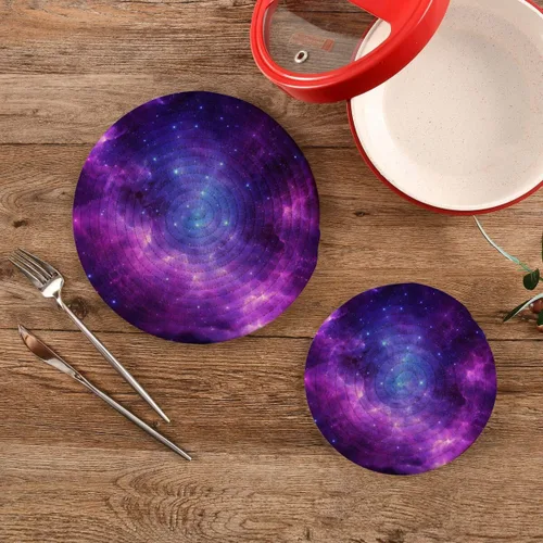 Miniatura 2 de Juego de soportes redondos de algodón para ollas de cocina, alfombrillas calientes del universo, galaxia, nebulosa, espacio para platos calientes
