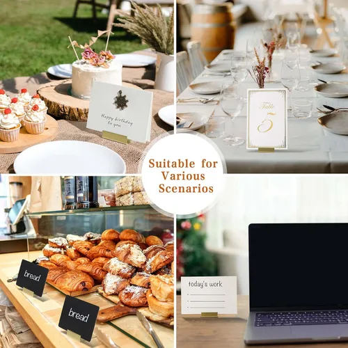 Miniatura 5 de Soportes Dorados para Números de Mesa, Paquete de 12 Soportes de Metal para Tarjetas de Lugar y Soportes para Fotos con Caja de Almacenamiento