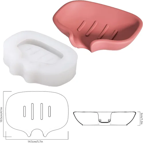 Miniatura 3 de Molde de silicona para jabonera de hormigón con drenaje, soporte de jabón de cemento para ducha/baño, herramientas de fabricación de bandejas
