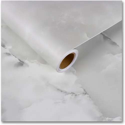 Miniatura 10 de CRE8TIVE Papel de contacto de mármol beige nublado para encimeras, armarios, impermeable, 12 x 80 pulgadas, papel tapiz de mármol blanco crema mate