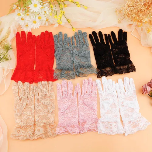Miniatura 7 de Cytokio Guantes de encaje, guantes de encaje para mujer, guantes de fiesta de té, guantes de novia de boda, ópera de moda, Halloween, cosplay