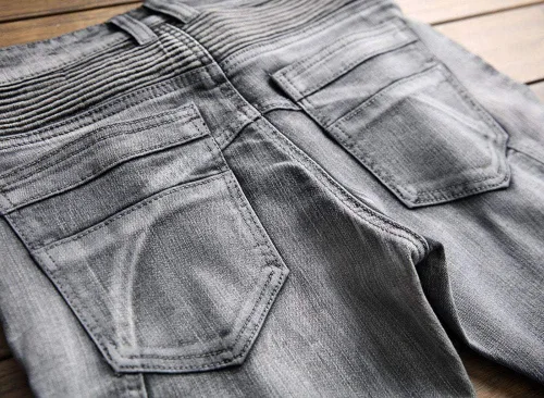 Miniatura 4 de Pantalones de mezclilla elásticos rasgados plisados para hombre