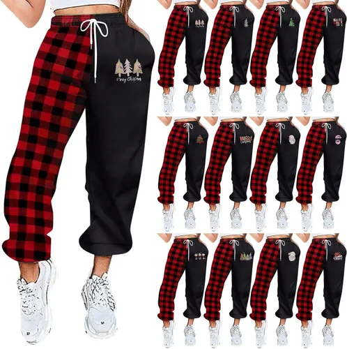 Miniatura 2 de Pantalones deportivos con estampado de Navidad, ropa de otoño e invierno para mujer, casual, cómoda, con cordón, talla grande