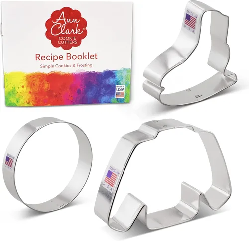 Miniatura 4 de Ann Clark - Cortadores de galletas para hockey sobre hielo, juego de 3 piezas, fabricado en los Estados Unidos, camiseta, patín sobre hielo, disco