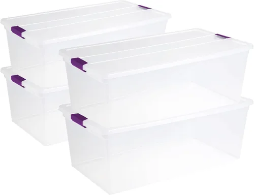 Miniatura 28 de Sterilite ClearView - Paquete de 12 cajas de pestillo de 6 cuartos de galón, contenedores organizadores apilables con tapas de pestillo