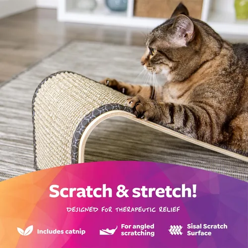 Miniatura 5 de SmartyKat Rascador de gato con rampa de ángulo de sisal, superficie de sisal tejida natural y estructura de madera estable con hierba gatera orgánica