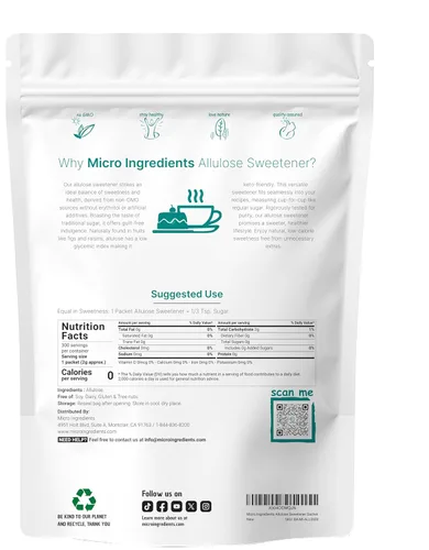 Miniatura 2 de Edulcorante de alulosa, 300 paquetes Cero calorías, sustituto del azúcar a base de plantas, sin sabor posterior Lo mejor para café, bebidas, té