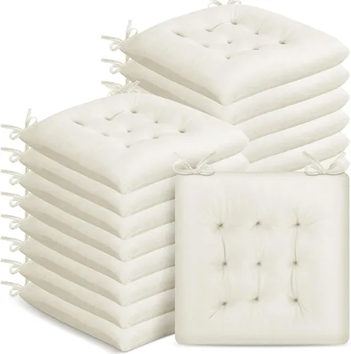 Timgle Paquete de 16 cojines de asiento para silla, cojines de patio para muebles, almohadillas para sillas con lazos, tapete antideslizante para