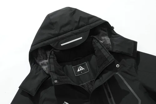 Miniatura 6 de Chaqueta de esquí de invierno para hombre, abrigo de nieve impermeable, capucha ajustable y múltiples bolsillos para protección contra el clima frío